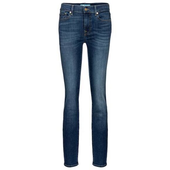 7 For All Mankind 'Roxanne' Blue Cotton Mid-Rise Slim Denim Jean Size 29
